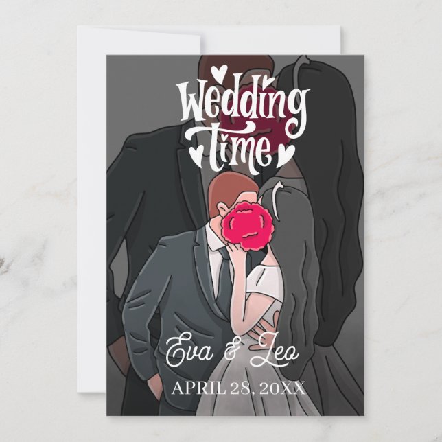 Moderne Illustrierte Hochzeitseinladung Save The Date (Vorderseite)