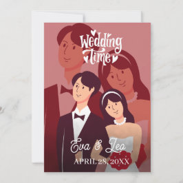 Moderne Illustrierte Hochzeitseinladung Save The Date