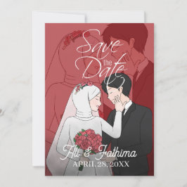 Moderne Illustrierte Hochzeitseinladung Save The Date