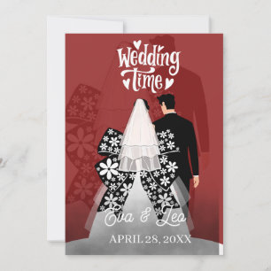 Moderne Illustrierte Hochzeitseinladung Save The Date