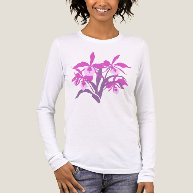 Moderne, im Cattleya-Stil gehaltene Orchidee Tri-Blend Shirt (Vorderseite)