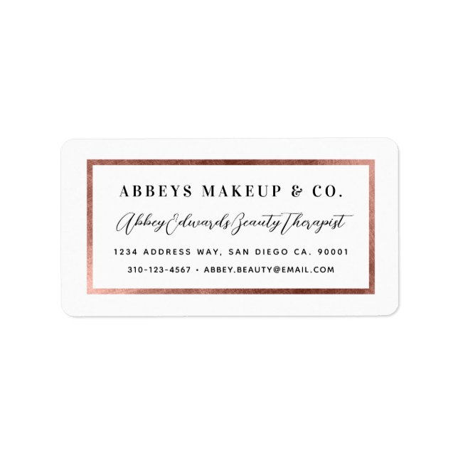 Moderne Imitat Rose Gold Border Business Label Adressaufkleber (Vorne)