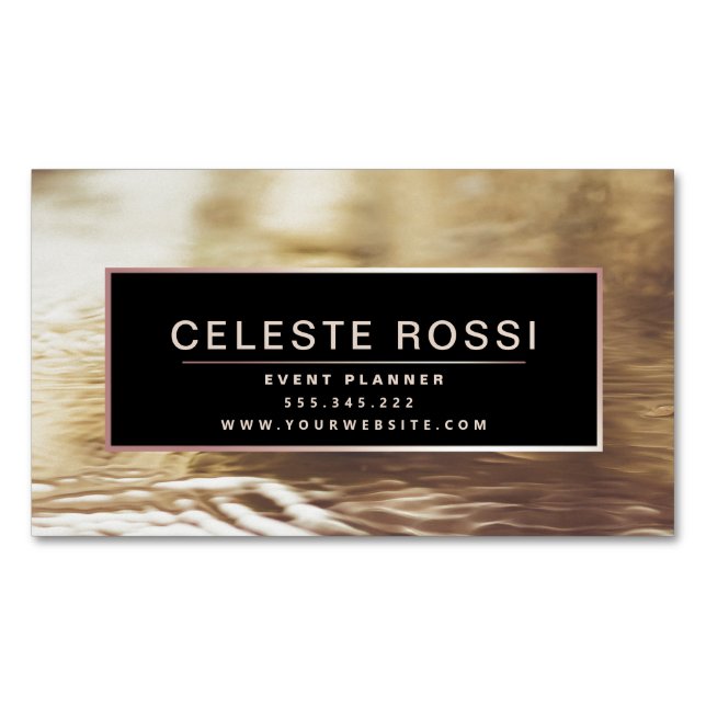 Moderne Imitat Rose Goldfolie schwarz Deluxe Magnetische Visitenkarte (Vorderseite)