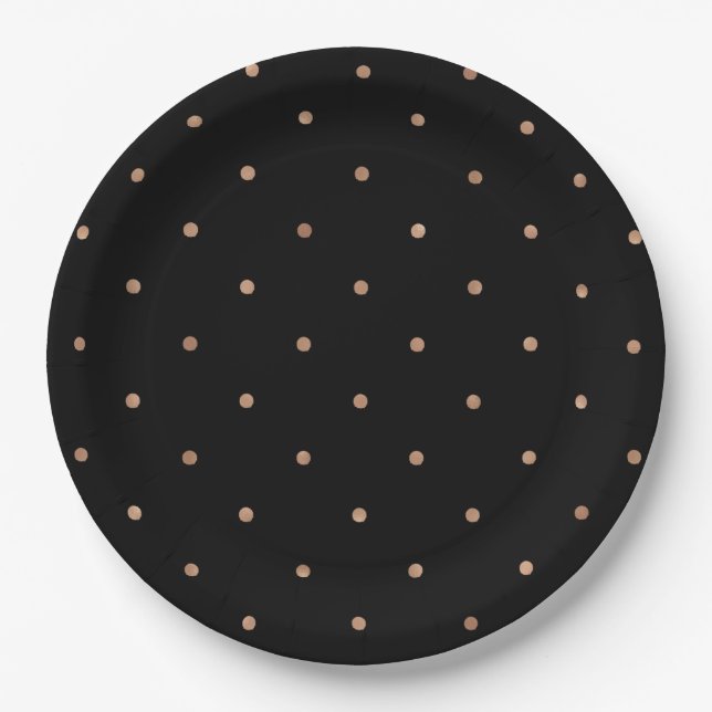 Moderne Imitat-Rosen-Goldpolka-Punkte auf Pappteller (Vorderseite)