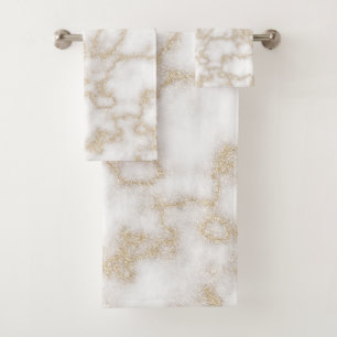 Moderne Imitate aus Marmor Gold Glitzer Badhandtuch Set
