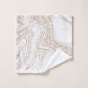 Moderne Imitate aus weißem Marmor Gold Glitzer Waschlappen