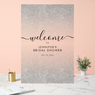 Moderne Imitate Glitzer Brautparty Willkommen SILV Acrylschild