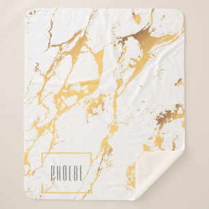 Moderne Imitate Gold Abstraktes Muster Sherpadecke