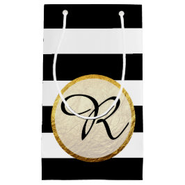 Moderne Imitate Gold Foil Schwarz-weiß Strip Monog Kleine Geschenktüte