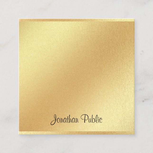 Moderne Imitate Gold Glitzer Handschrift Elegante  Quadratische Visitenkarte (Vorderseite)