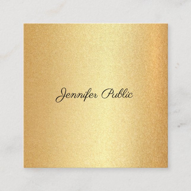Moderne Imitate Gold Glitzer Handschrift Kalligraf Quadratische Visitenkarte (Vorderseite)