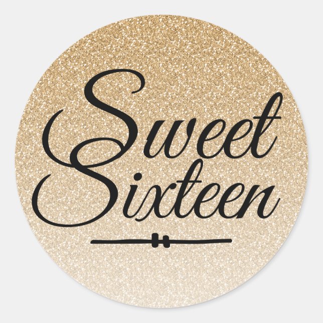 Moderne Imitate Gold Glitzer ombre Sweet 16 Runder Aufkleber (Vorderseite)
