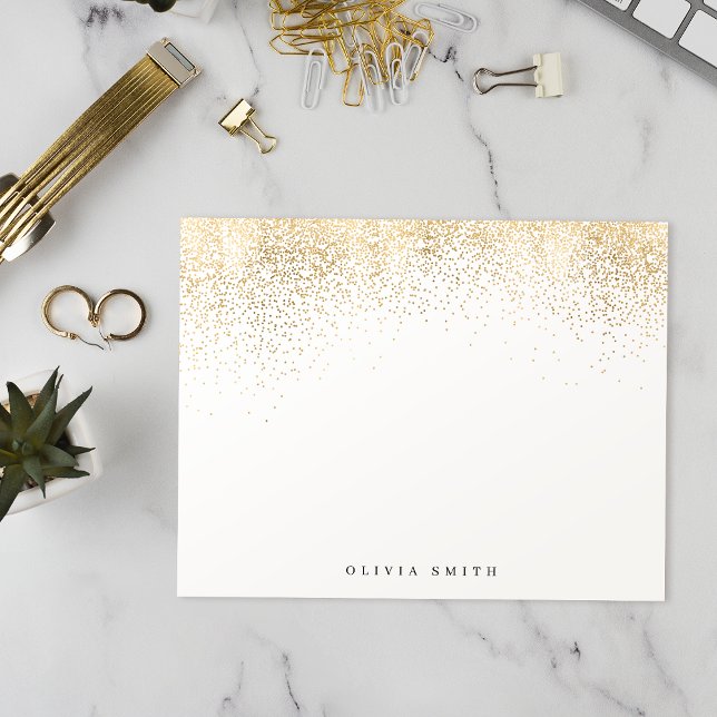 Moderne Imitate Gold Glitzer personalisiert Statio Mitteilungskarte (Modern faux gold glitter personalized Stationery Note Card)