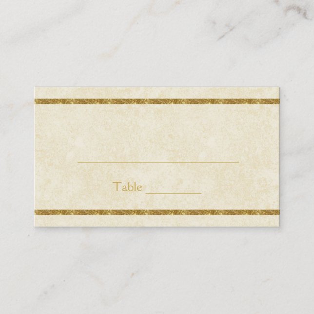Moderne Imitate Gold Glitzern auf ElfenbeinPlatzka Platzkarte (Vorderseite)