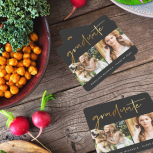Moderne Imitate Gold Graduate Script Foto Grid Bla Rechteckiger Pappuntersetzer