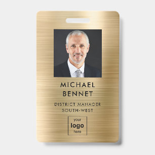 Moderne Imitate Gold Metallic Corporate Foto ID Ab Ausweis