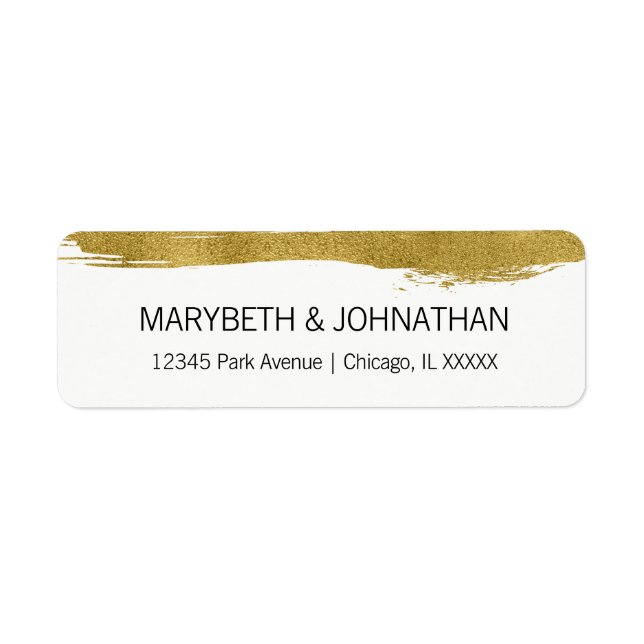 Moderne Imitate Gold Pinselstrich Hochzeitsplattfo (Vorne)