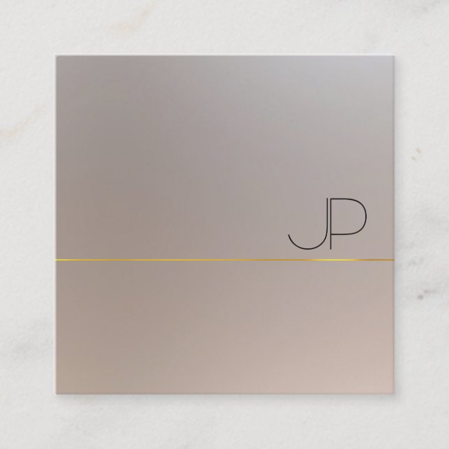 Moderne Imitate Gold Silver Monogram Elegant Quadratische Visitenkarte (Vorderseite)