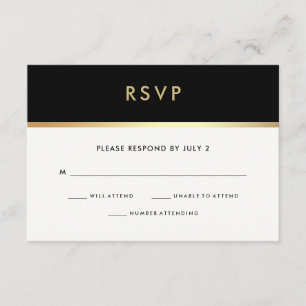 Moderne Imitate Gold und Black Bat Mitzvah UAWG RSVP Karte