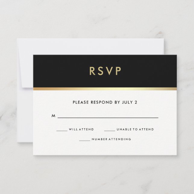 Moderne Imitate Gold und Black Bat Mitzvah UAWG RSVP Karte (Vorderseite)