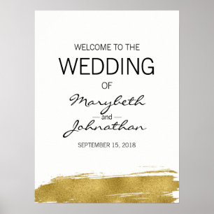Moderne Imitate Gold Wedding Welcome Sign Poster
