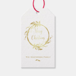 Moderne Imitate Gold White Frohe Weihnachtsfeier Geschenkanhänger