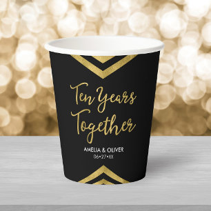 Moderne Imitate Gold Zickzack 10-jähriges Party Pappbecher