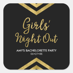 Moderne Imitate Gold Zickzack Girls Nacht Out Quadratischer Aufkleber