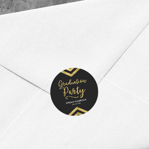 Moderne Imitate Gold Zickzack Graduation Party Runder Aufkleber