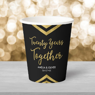 Moderne Imitate Gold Zickzack Party zum 20. Jubilä Pappbecher