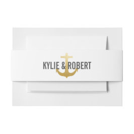 Moderne Imitate Goldene Foil Anchor Schöne Hochzei Einladungsbanderole