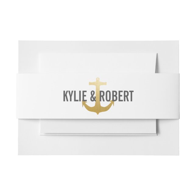 Moderne Imitate Goldene Foil Anchor Schöne Hochzei Einladungsbanderole (Vorderseite Beispiel)