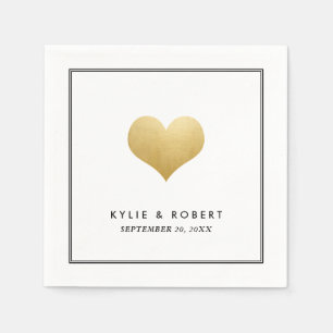 Moderne Imitate Goldene Foil Niedliches Herz Hochz Serviette