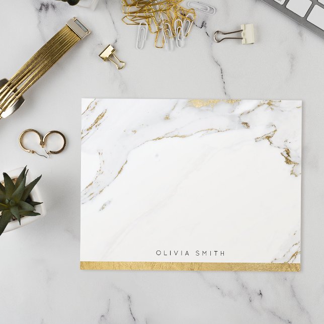 Moderne Imitate Goldmarmor personalisiert Statione Dankeskarte (Modern faux gold marble personalized Stationery Thank You Card)