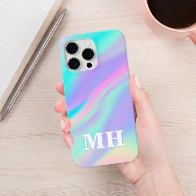 Moderne Imitate Iridescent Initial Monogram Case-Mate iPhone Hülle (Von Creator hochgeladen)