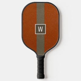 Moderne Imitate Leather Orange Monogram Pickleball Schläger