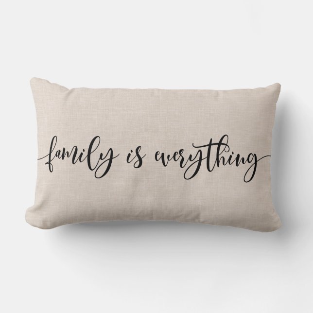 Moderne Imitate Leinen Familie Zitat Lumbar Pillow Lendenkissen (Vorderseite)