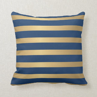 Moderne Imitate metallisches Gold und Marine gestr Kissen