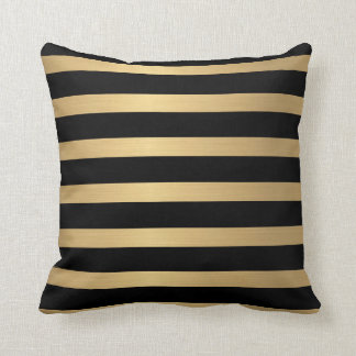 Moderne Imitate metallisches Gold und schwarz gest Kissen