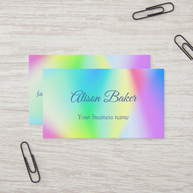 Moderne Imitate mit pastellfarbenem Regenbogen Visitenkarte (Vorderseite/Rückseite Beispiel)