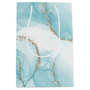 Moderne Imitate Muster Gold & Blau Mittlere Geschenktüte