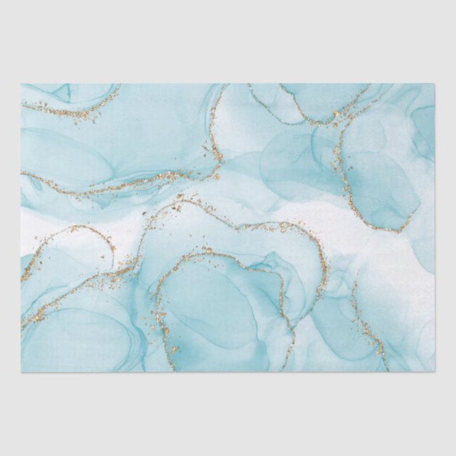 Moderne Imitate Muster Gold & Blau Seidenpapier (Vorderseite)