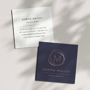 Moderne Imitate Rose Gold Abstrakt Monogram Quadratische Visitenkarte