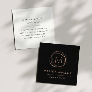 Moderne Imitate Rose Gold Abstrakt Monogram Quadratische Visitenkarte