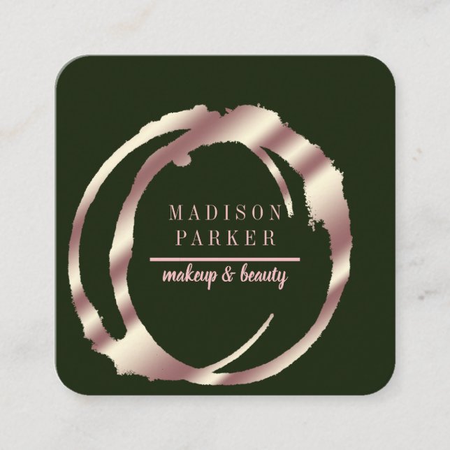 Moderne Imitate Rose Gold Abstrakt Platz Quadratische Visitenkarte (Vorderseite)