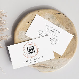 Moderne Imitate Rose Gold Abstrakt QR Code Visitenkarte