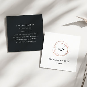 Moderne Imitate Rose Gold Abstrakt Quadratische Visitenkarte