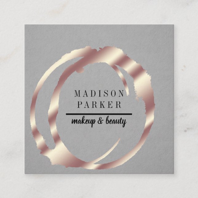 Moderne Imitate Rose Gold Abstrakt Square Busin Quadratische Visitenkarte (Vorderseite)