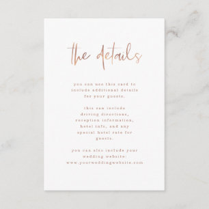 Moderne Imitate Rose Gold   Angaben zum Hochzeitga Begleitkarte