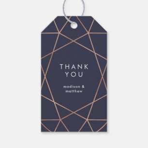 Moderne Imitate Rose Gold Geometrie auf dunkelblau Geschenkanhänger